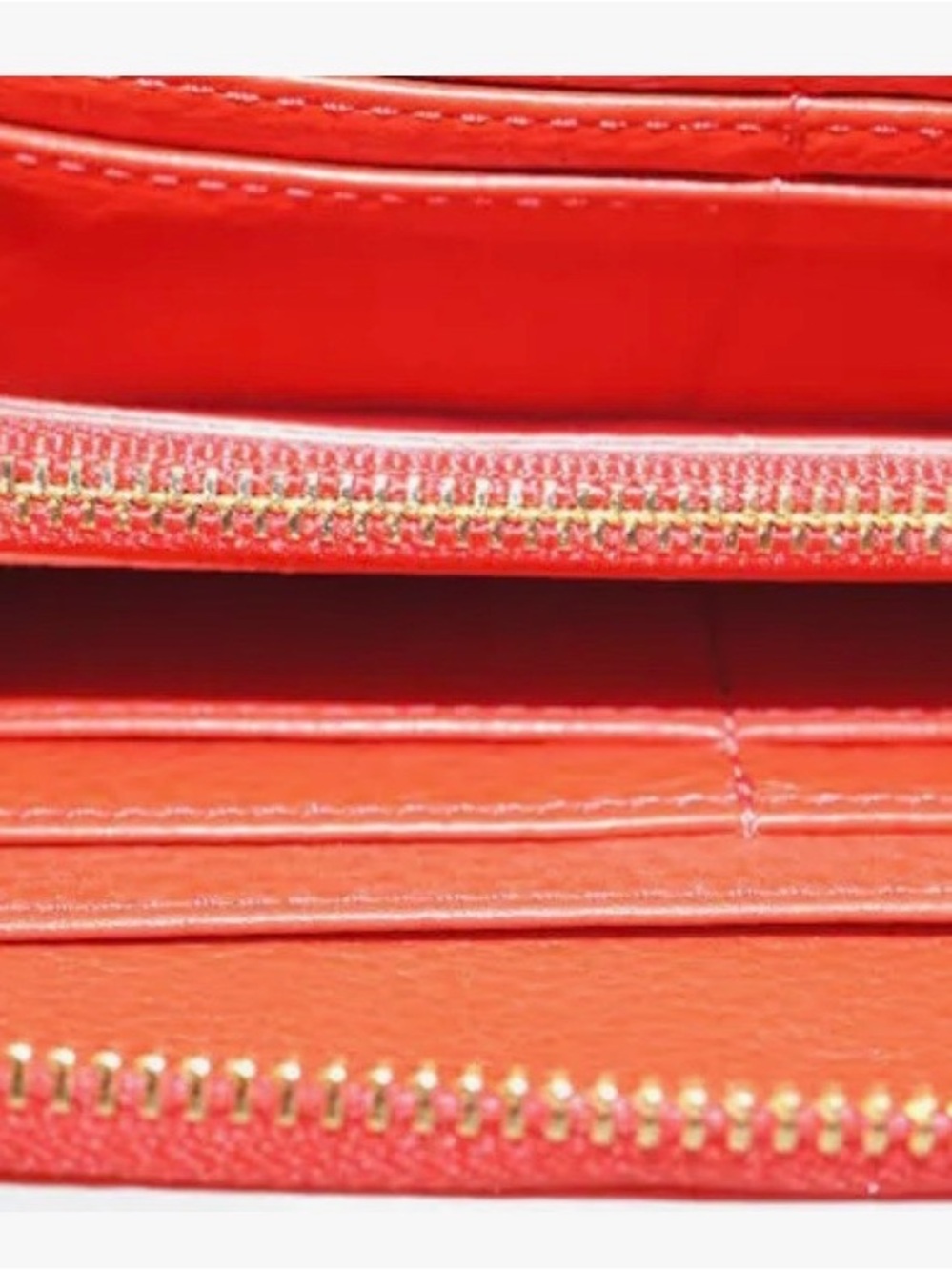 Tory Burch Red Saffiano Zip Wallet with Gold Logo - Picture 3 of 5